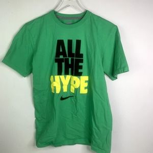 Nike ALL THE HYPE Graphic Text T-shirt Green Black Swoosh Logo Men’s Size Medium